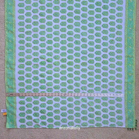 Calypso St. Barth Cotton Sarong Scarf Beads Green - Picture 6 of 15